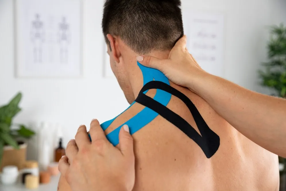 female-physiotherapist-applying-elastic-medical-bandage-male-patient_23-2149143836